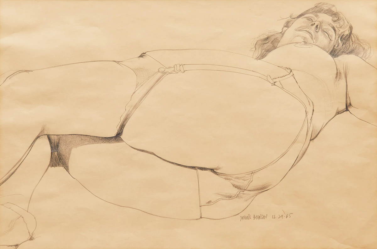 Dennis Eugene Norman Burton, Reclining Woman, pencil drawing, 1965