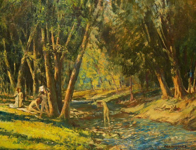 Evan Weekes MacDonald, Nudes Bathing by the Stream , oil on canvas