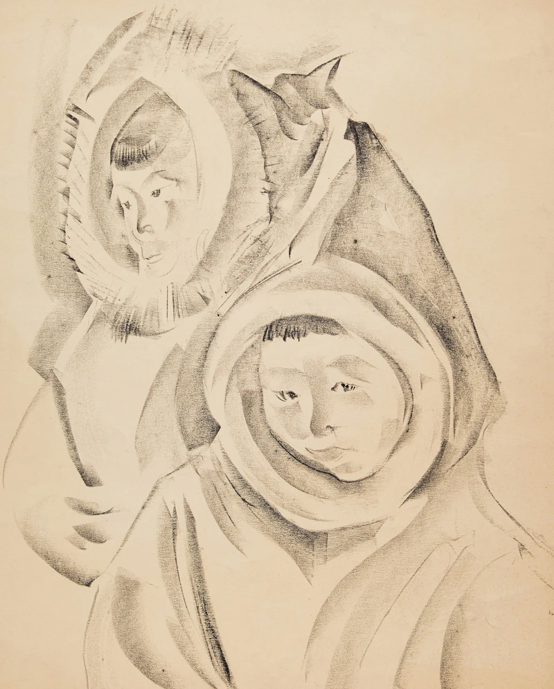 Two Inuit Children by Kathleen Frances Daly Pepper