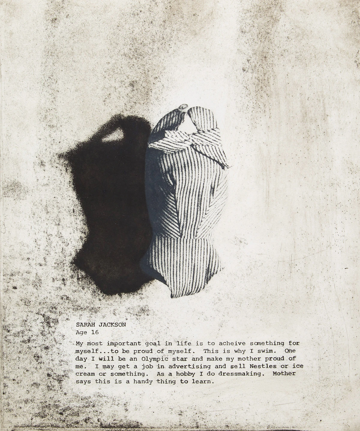 April Hickox, Sarah Jackson (From the “Lives of Girls and Women” Series) , etching