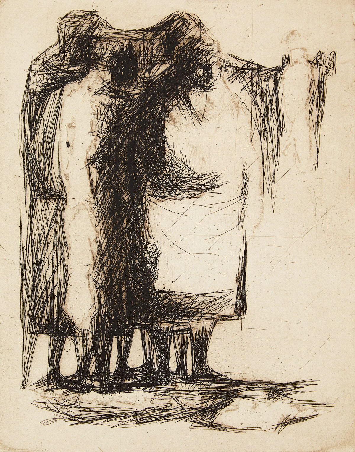 Anne Kahane, Three Women, etching, 1958