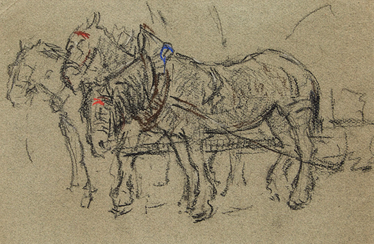 Manly Edward MacDonald, Study of Horses, pastel drawing