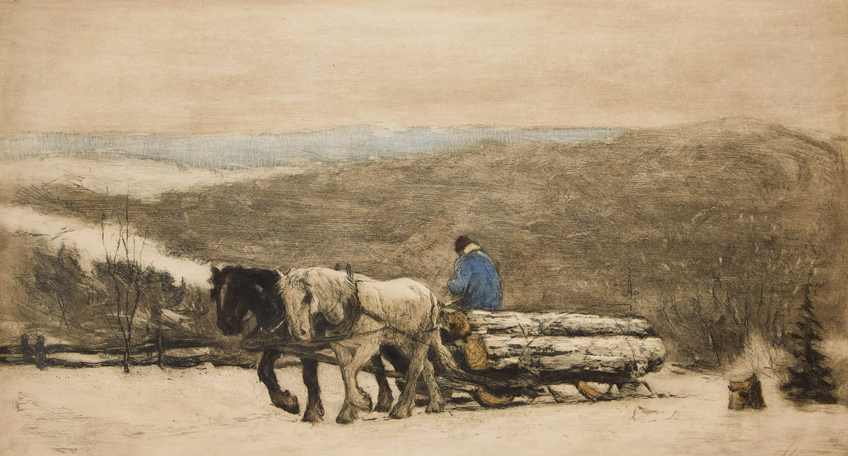 Frederick Simpson Coburn, La dernière charge, colour etching, 1919
