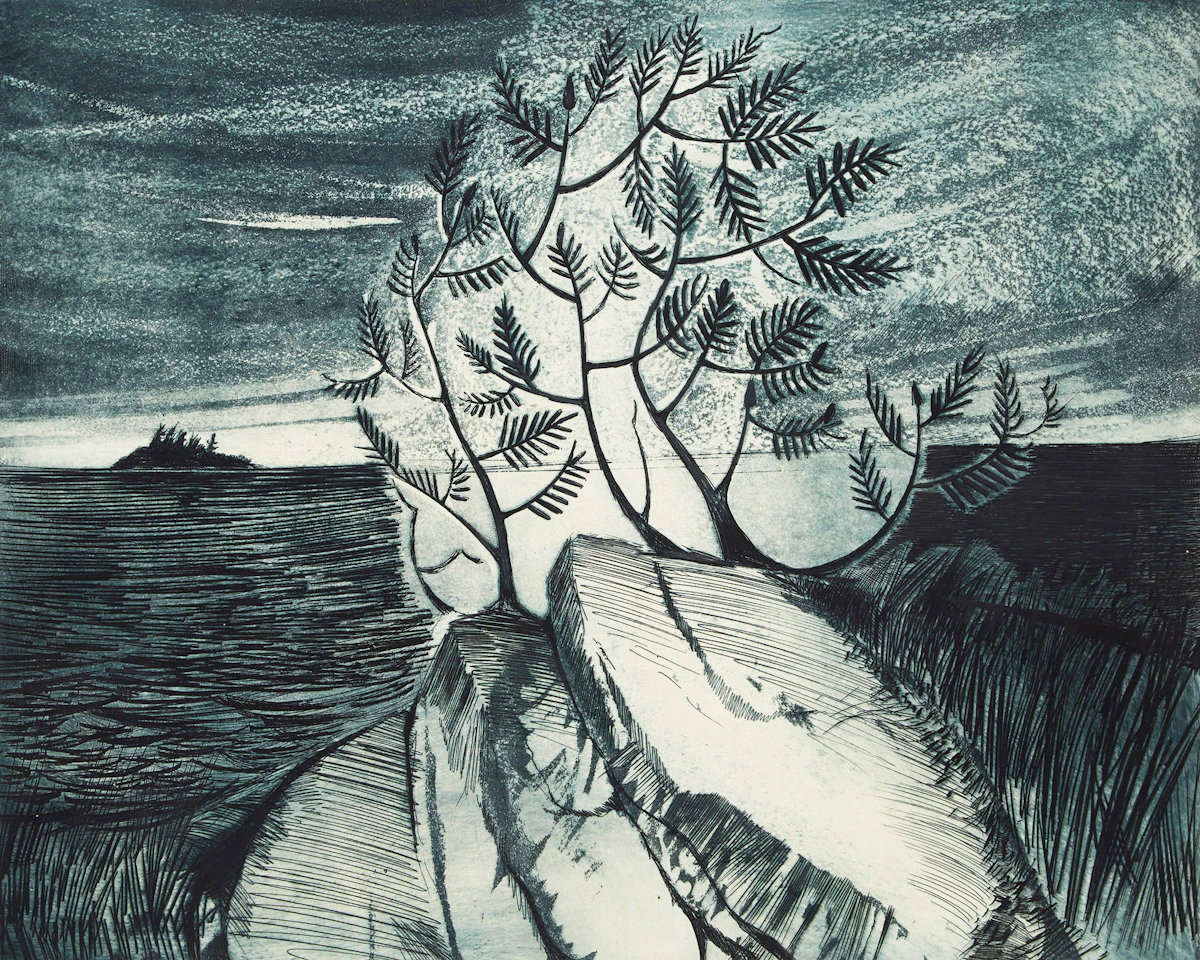 David Lloyd Blackwood, Towards the Open, etching and aquatint, 1965