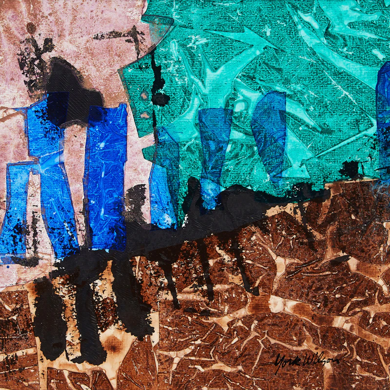 Ronald York Wilson, Prehistoric Enigma, mixed media on paper