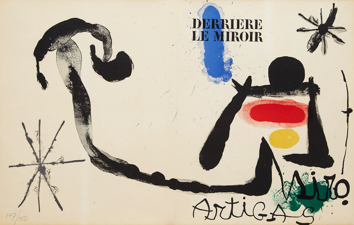 Joan Miró, Two works From Derrière Le Miroir: Artigas, Cover and The Fire Dance, colour lithographs, 1963