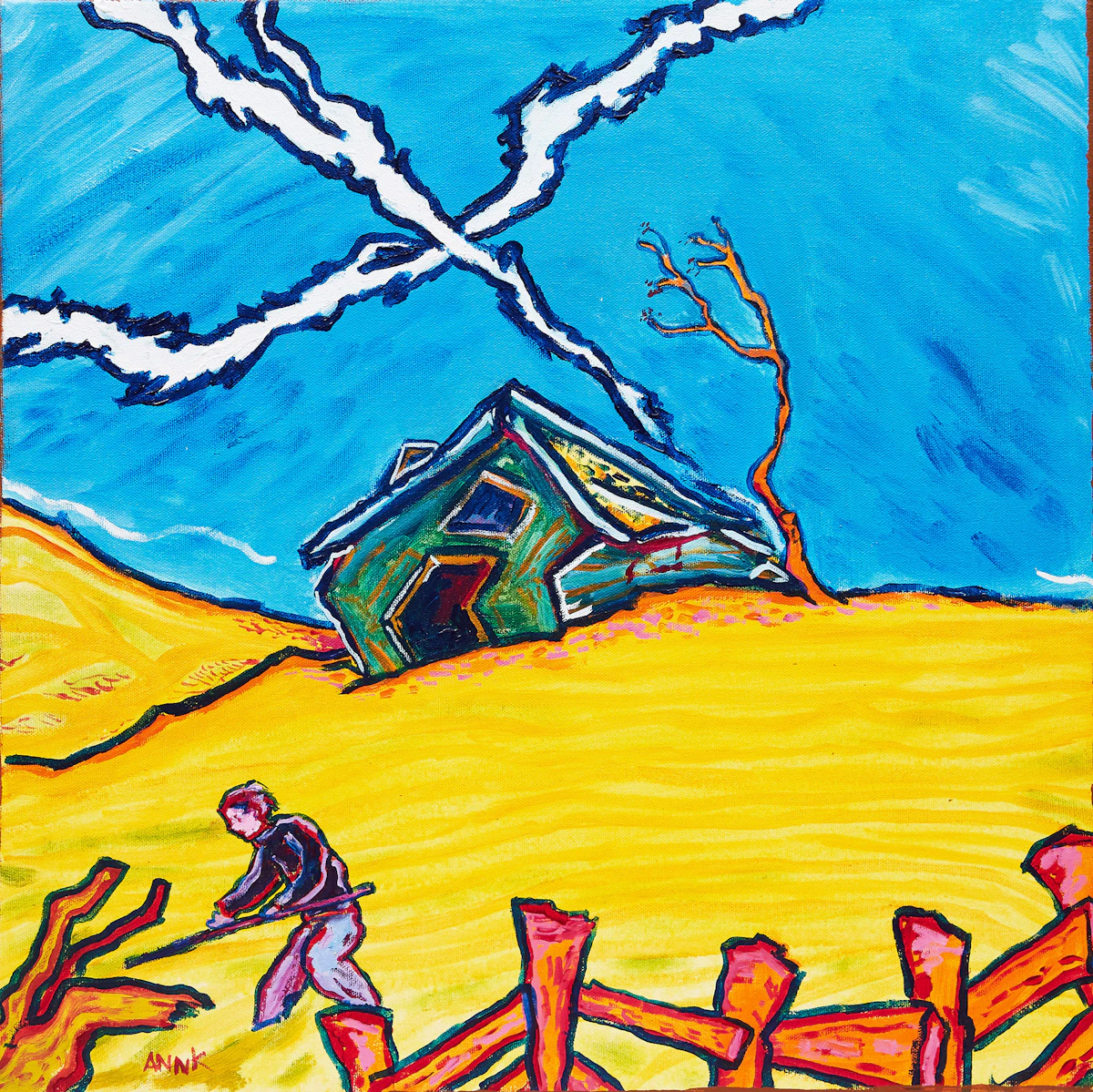 Ann Kornuta, Shack in a Field, acrylic on canvas