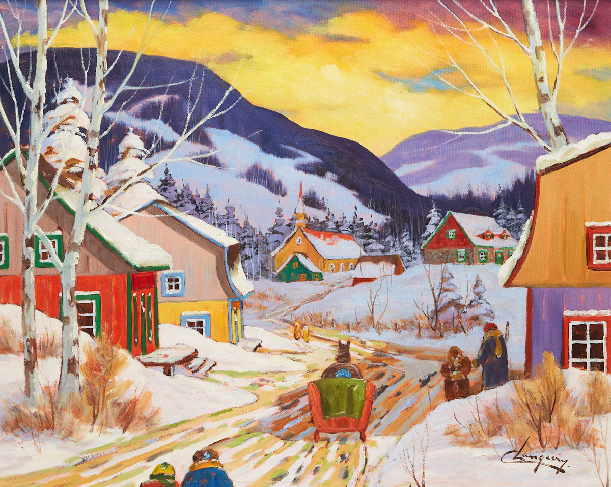 Claude Langevin, Soleil couchant, oil on canvas