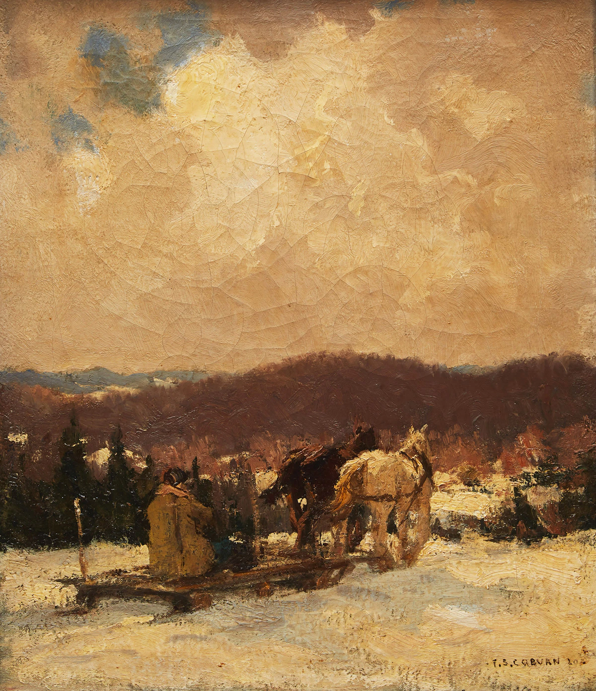 Frederick Simpson Coburn, Winter Sleighing Scene, oil on canvas, 1920