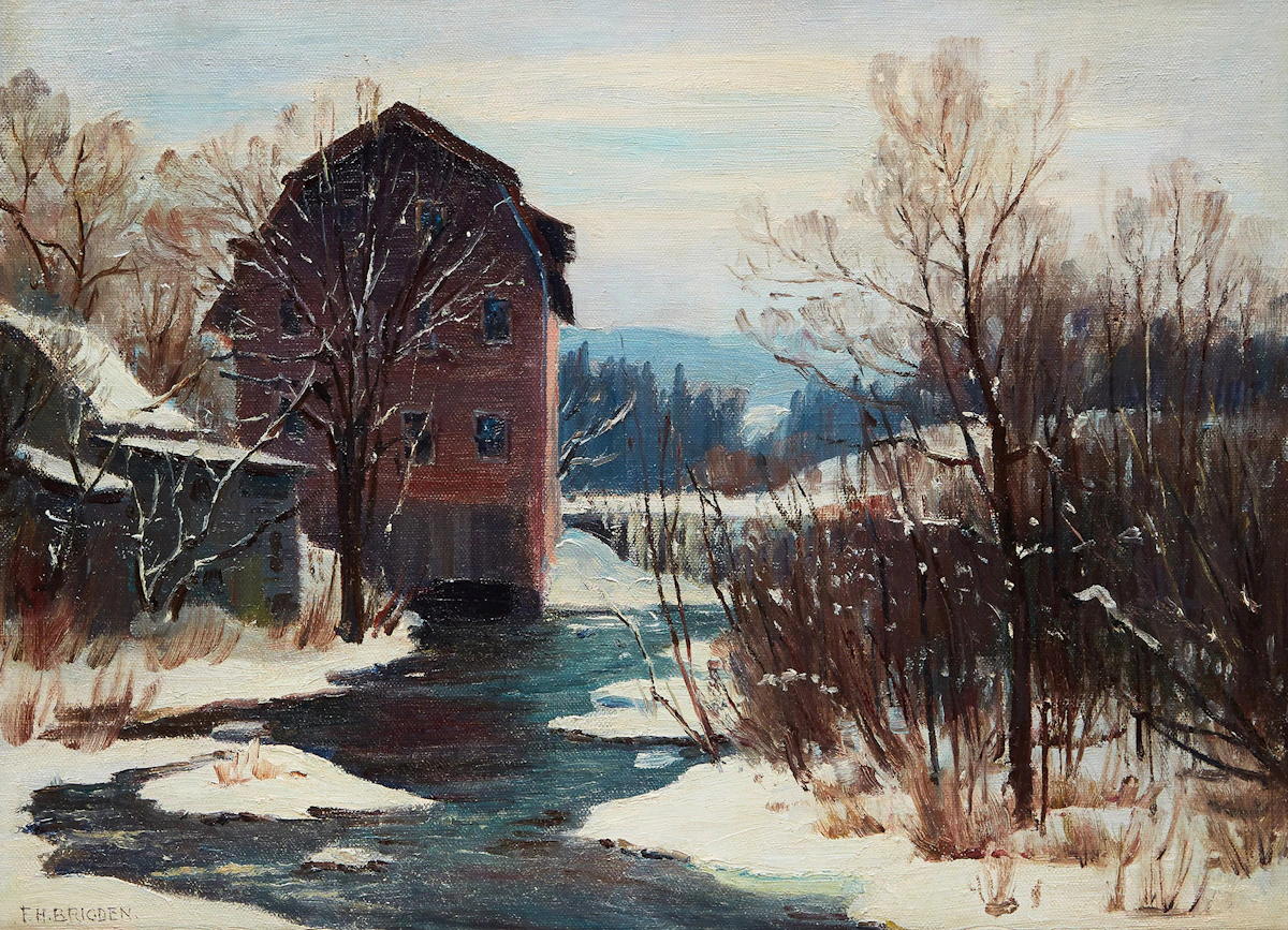 Frederick Henry Brigden, The Old Mill, oil on canvas board