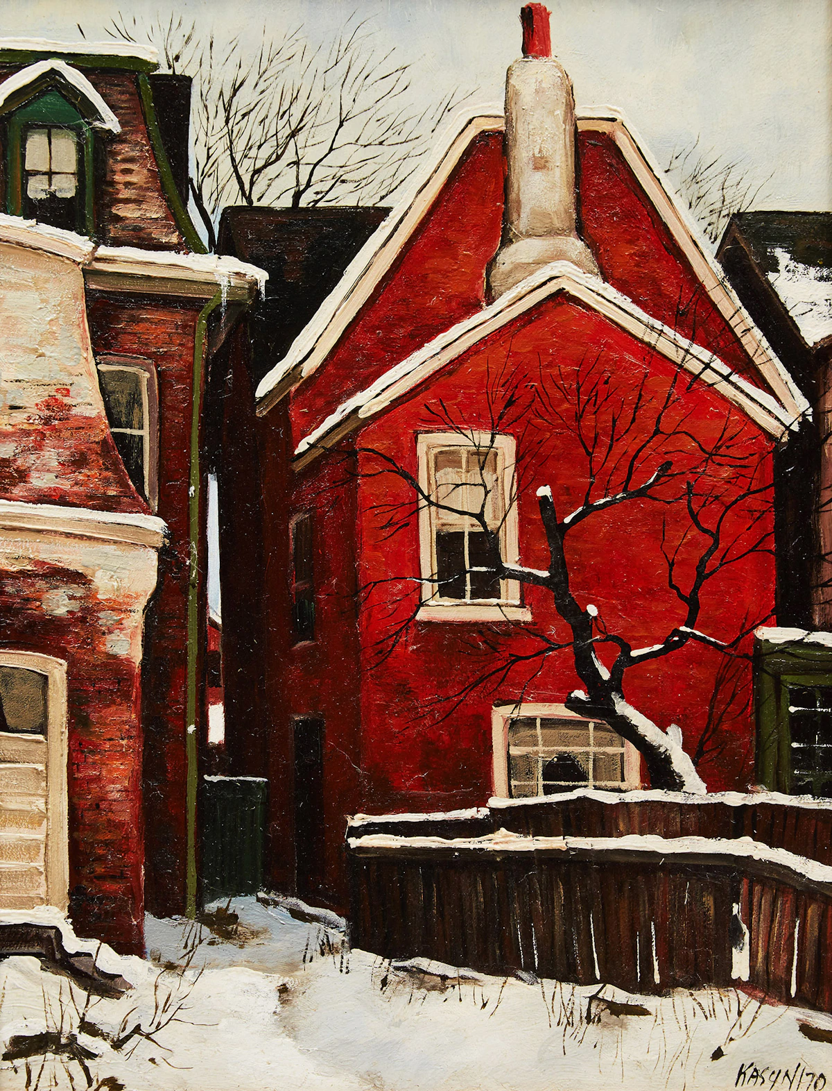 John Kasyn, Yard with Apple Tree, D’Arcy Street, Toronto, oil on masonite, 1970
