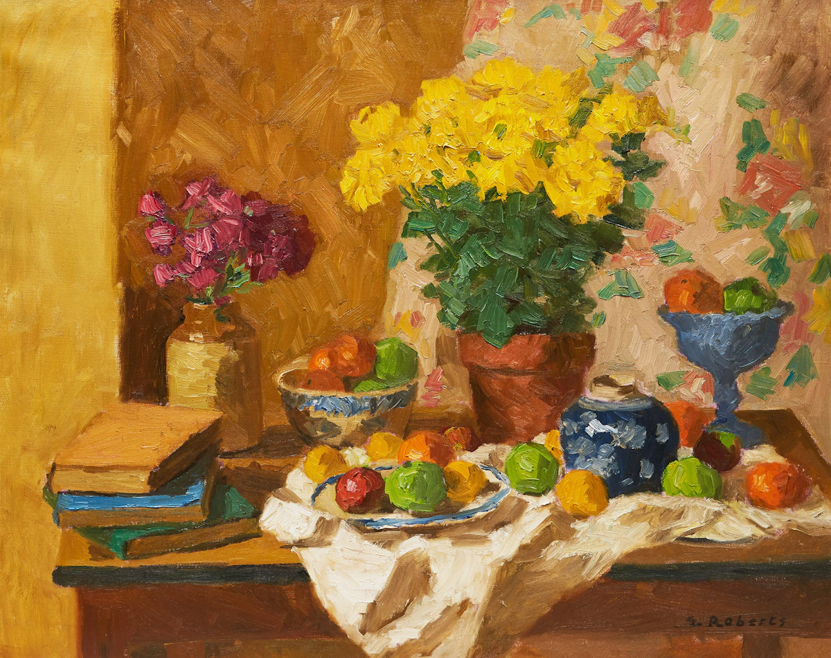 William Goodridge Roberts, Still Life with Yellow Asters, oil on canvas
