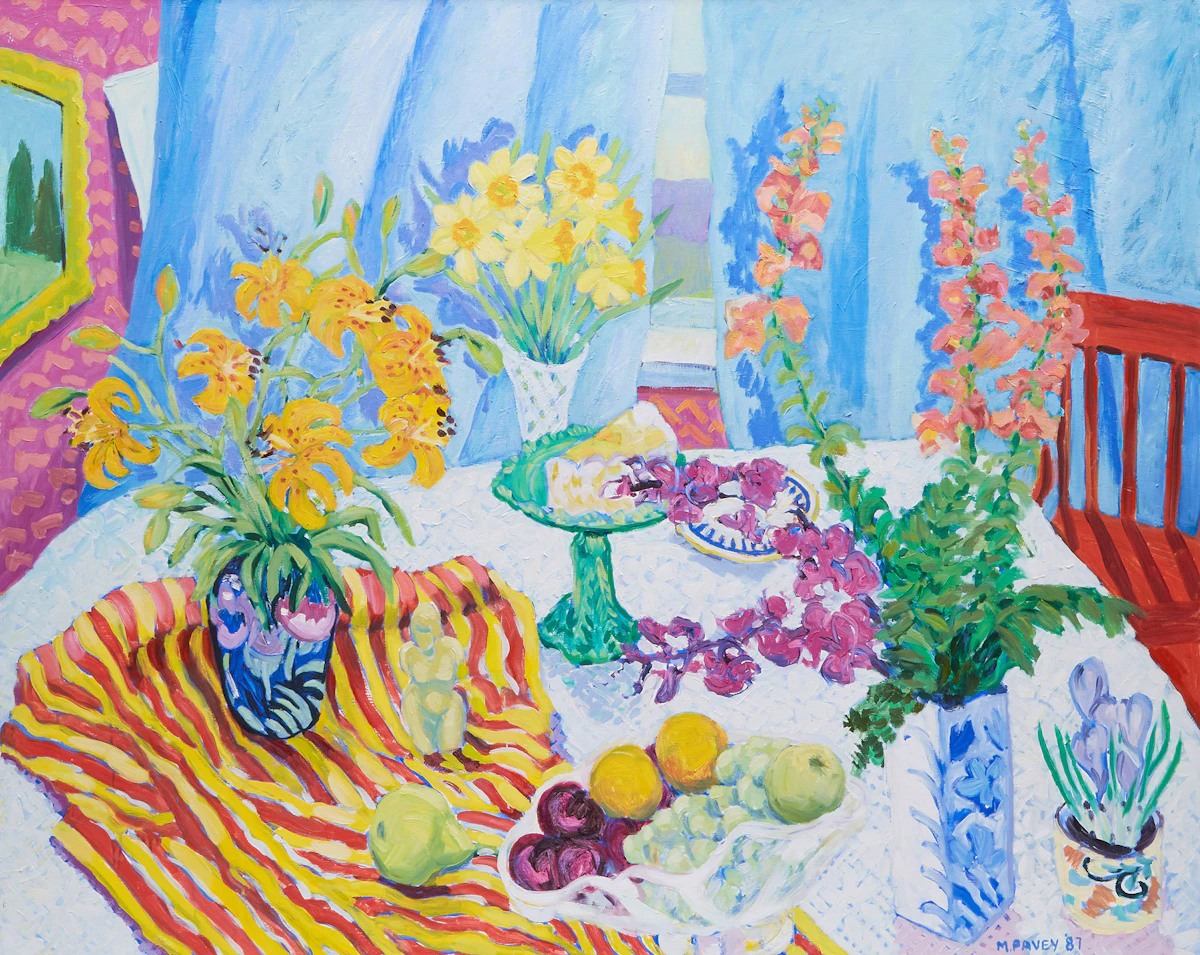 Mary Pavey, Flowers from My Friends, oil on board, 1987