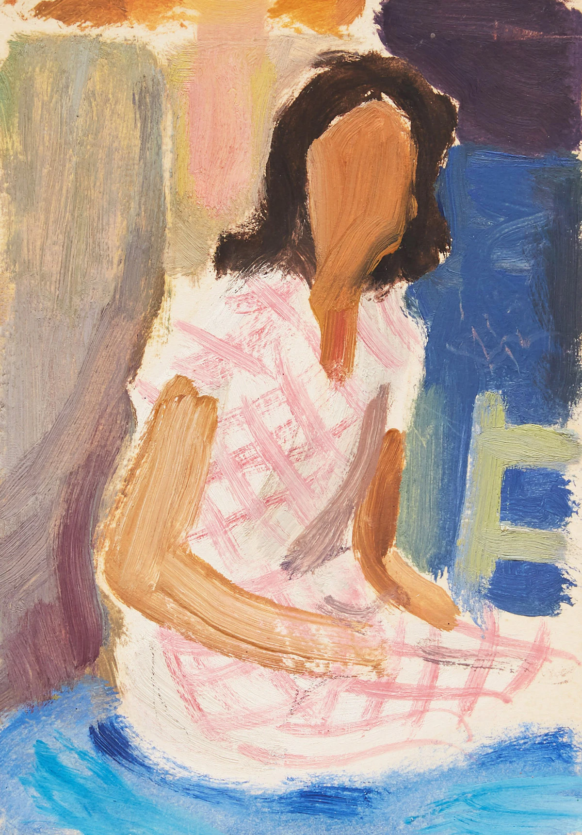 John Goodwin Lyman, Study for “The Girl in the Check Dress”, oil on card