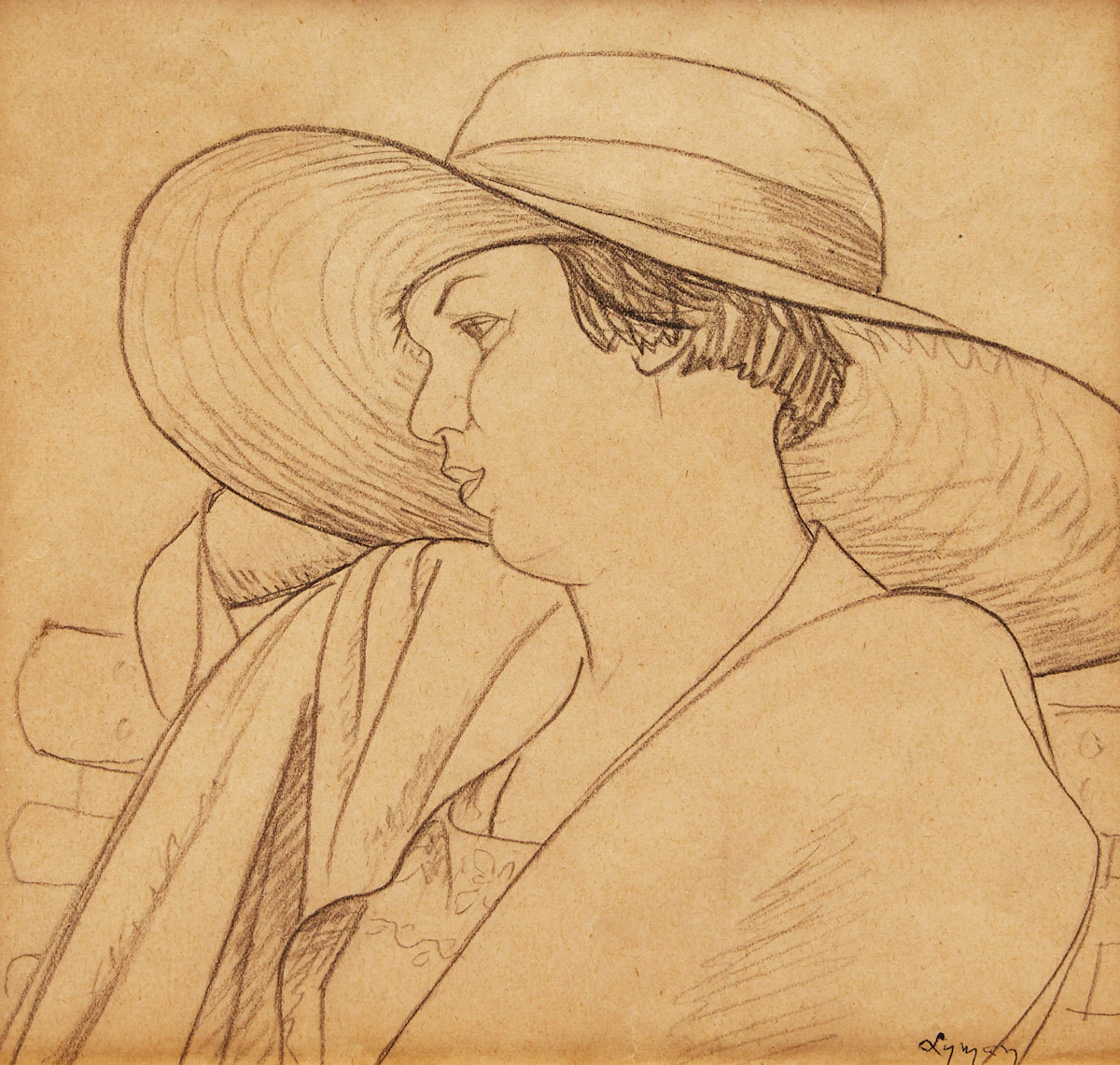 John Goodwin Lyman, Profile of Corinne Lyman, pencil