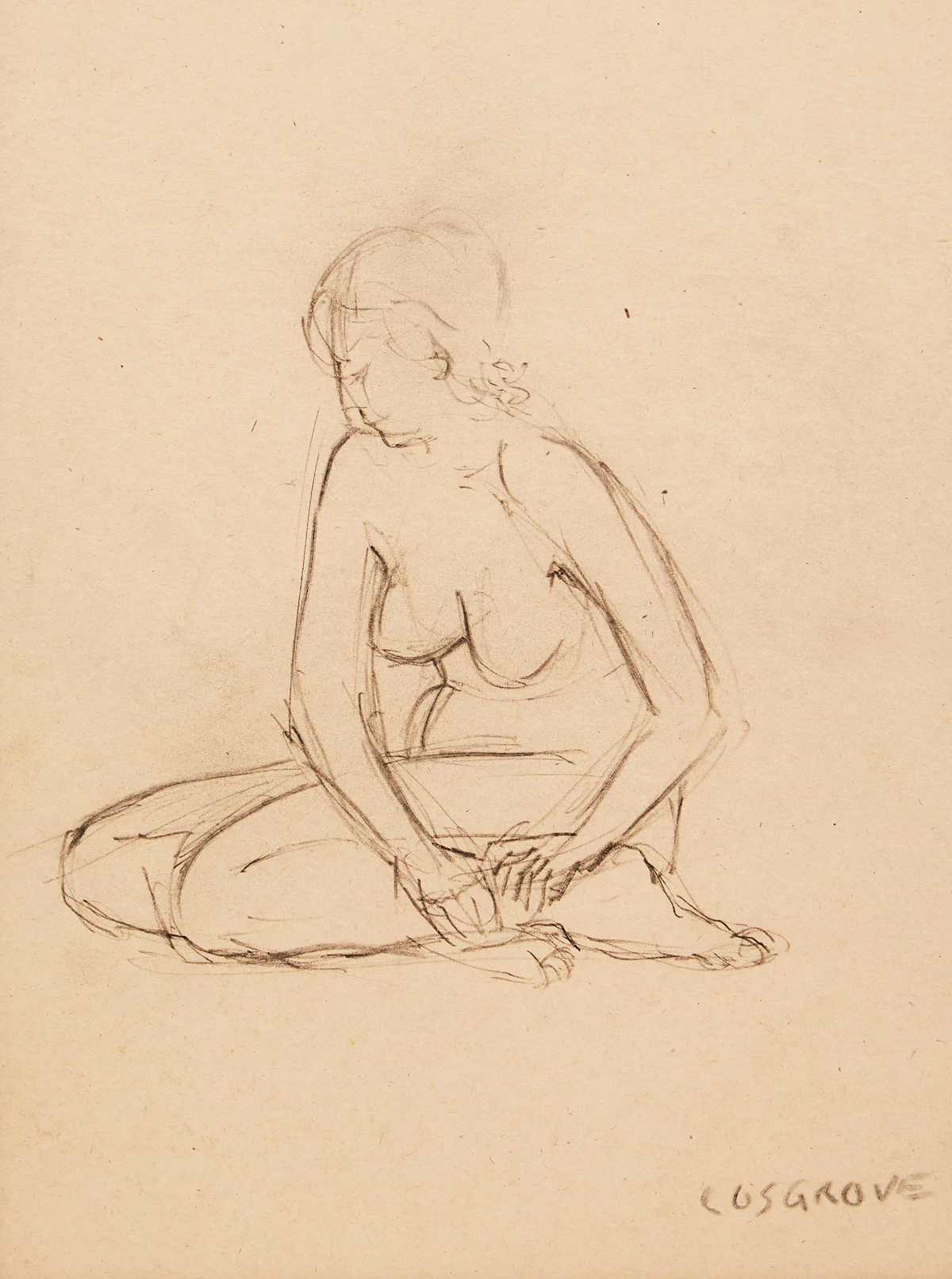 Stanley Morel Cosgrove, Seated Nude Study; Standing Nude Study, two conté works on paper