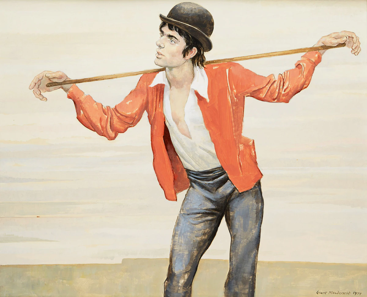 Grant Kenneth MacDonald, Man in Bowler with Stick, acrylic on illustration board, 1977