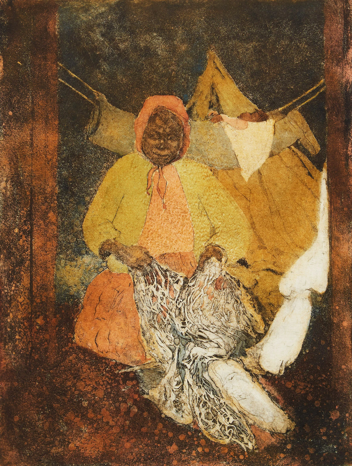 Susan Adrina Ross, Rubina, Big Trout Lake, etching in colour