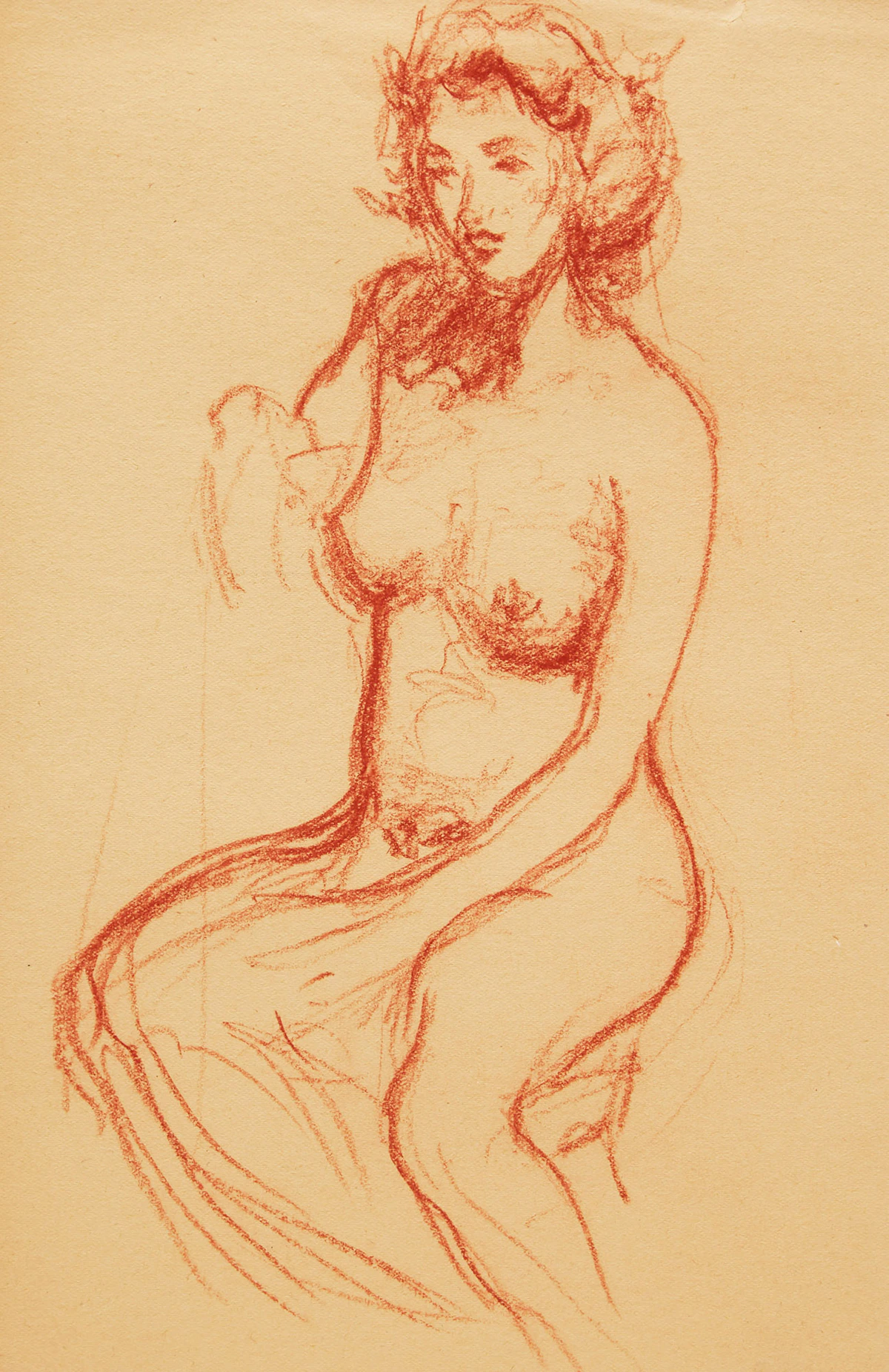 Manly Edward MacDonald, Nude Study, crayon drawing