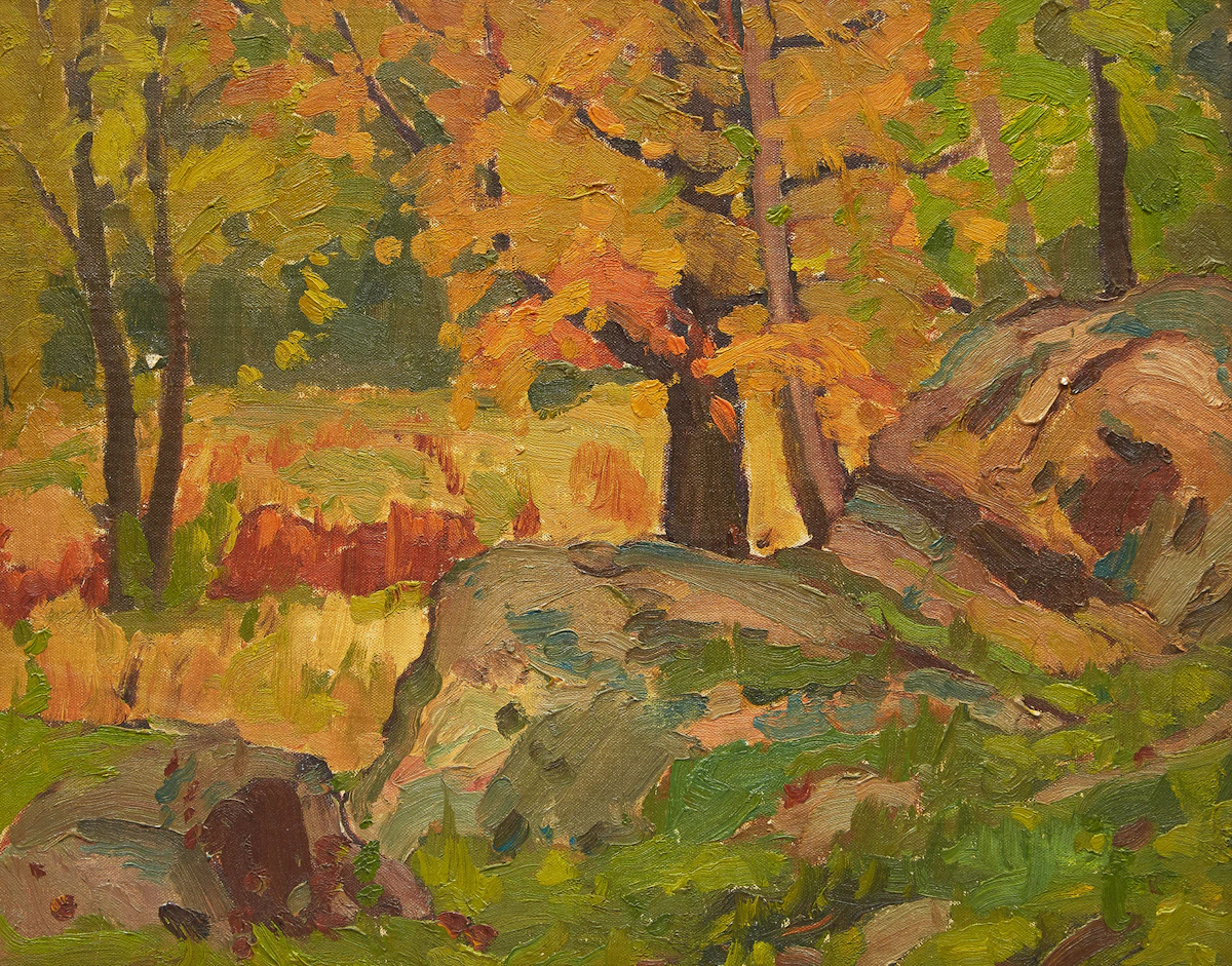 George Henry Griffin, Landscape (Thanksgiving), oil on board, 1945