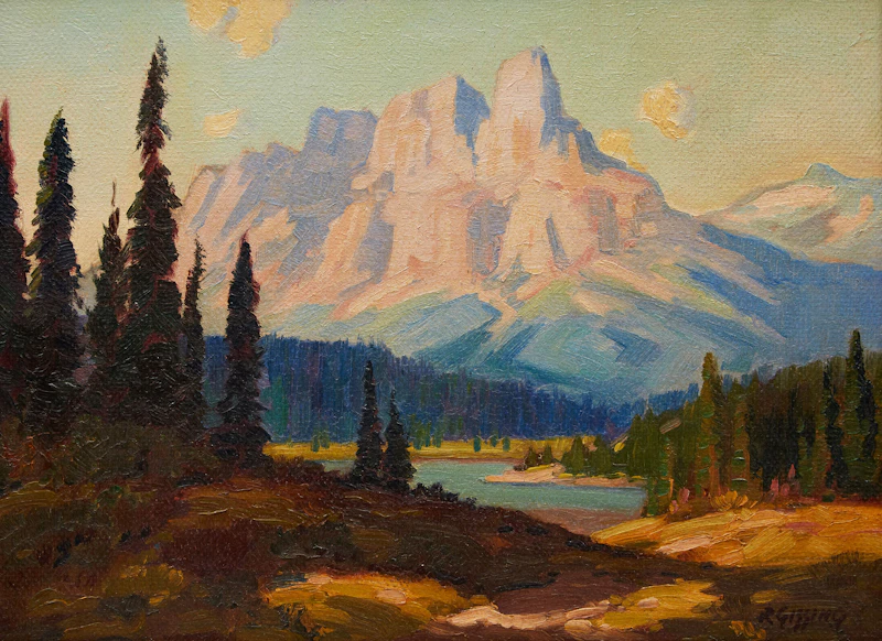 Roland Gissing, Castle Mountain, Banff National Park, oil on masonite