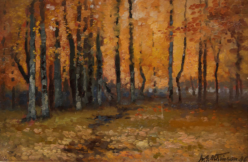 William Edwin Atkinson, Woodland, oil on board