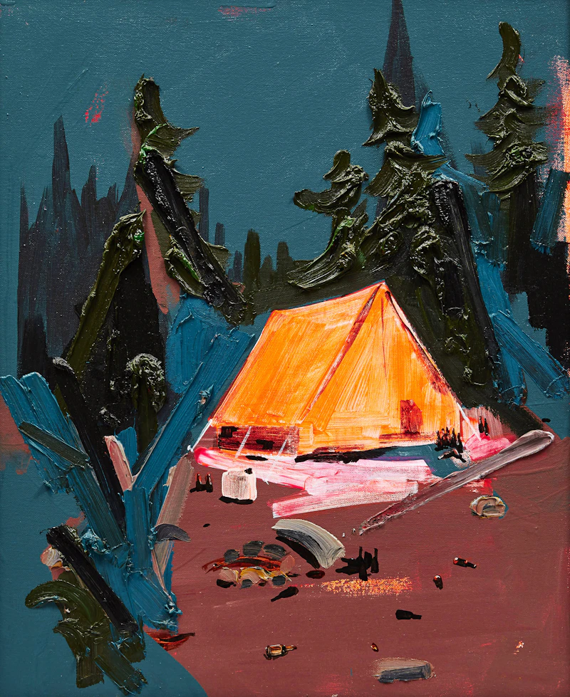 Kim Dorland, Camp, acrylic and oil on canvas mounted on board
