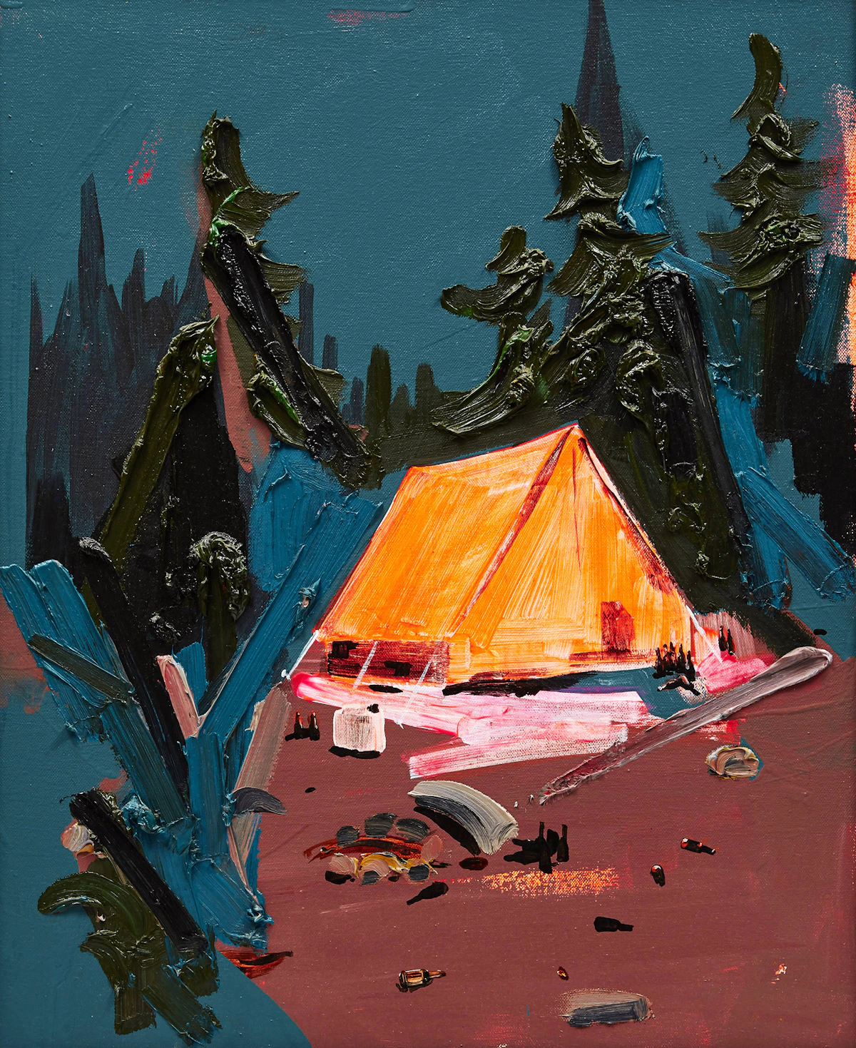 Kim Dorland, Camp, acrylic and oil on canvas mounted on board, 2006