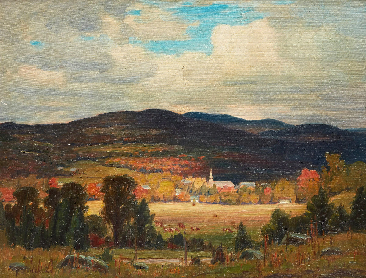 Frederick Henry Brigden, Sun Gleams, Mansonville, Quebec, oil on canvas board