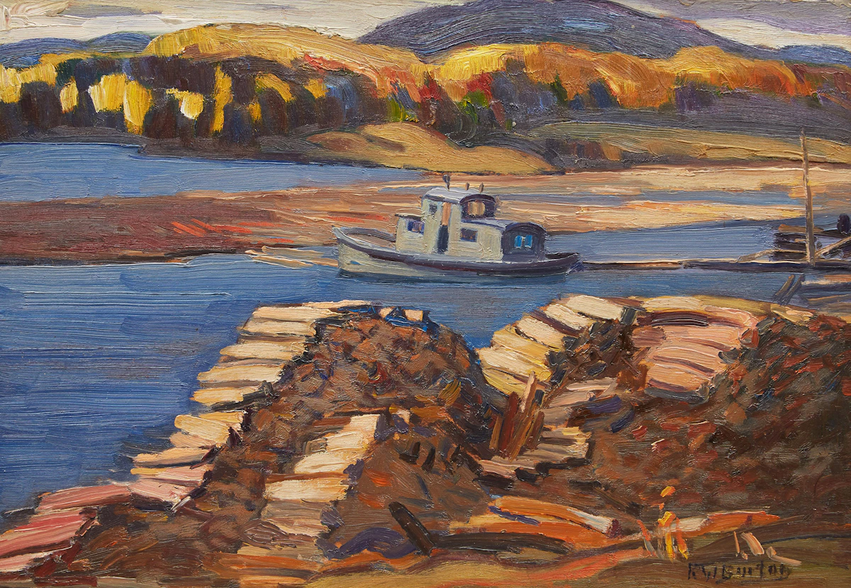Ralph Wallace Burton, Farmer’s Rapids, oil on board, 1940