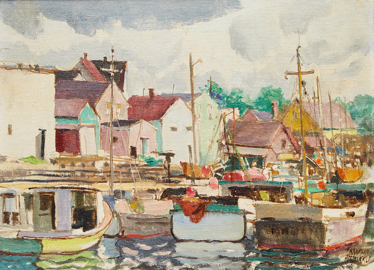 George Franklin Arbuckle, Chéticamp, Cape Breton, oil on canvas laid on masonite, 1980