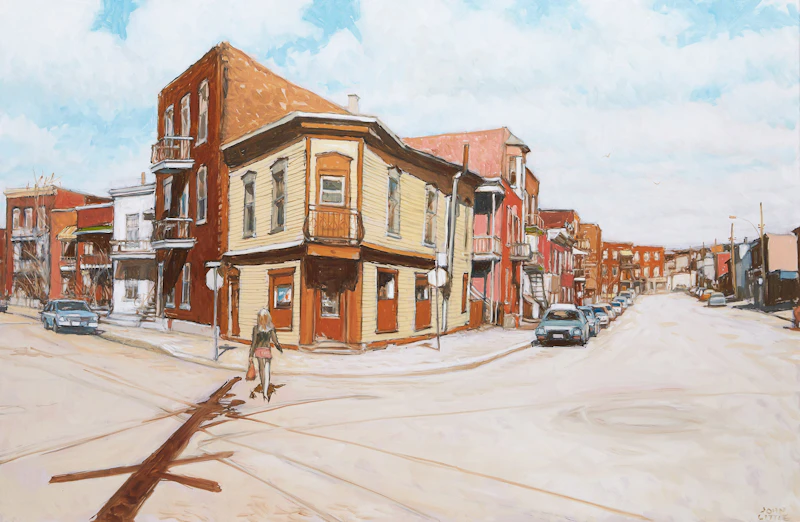 John Little, Corner Grocery at Ste. Clotilde, Bourassa and Cote St. Paul, oil on canvas
