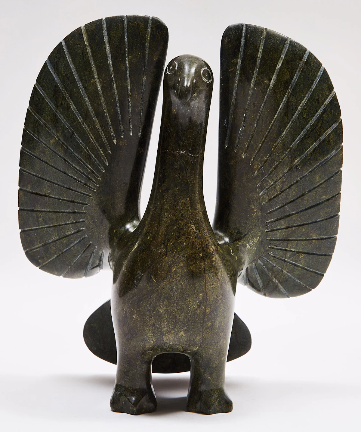 Abraham Etungat, Bird with Raised Wings, stone