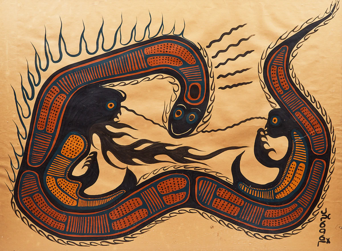 Josh Kakegamic, Untitled, acrylic on kraft paper