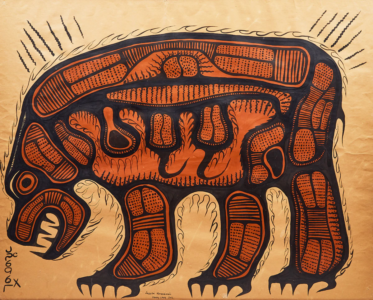 Josh Kakegamic, Untitled (Bear), acrylic on paper