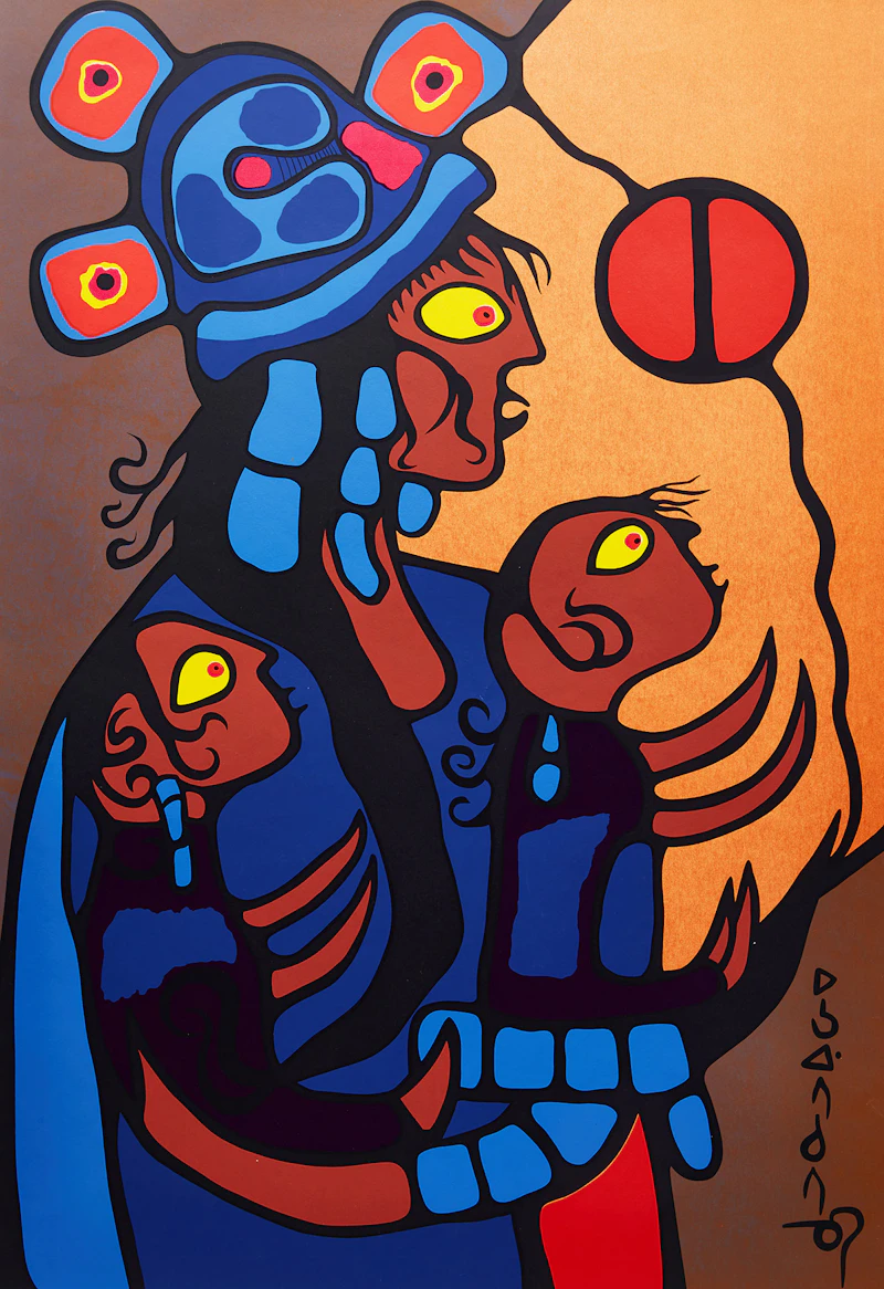 Artist’s Spiritual Wife and Children by Norval Morrisseau