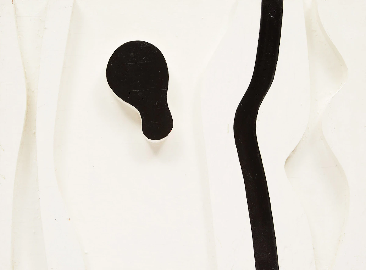 Ulysse Comtois, Virgule, painted wood relief, 1966