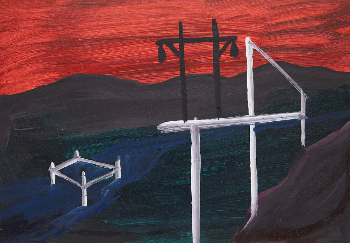Wanda Koop, A Pair of Abstract Landscapes, two acrylic and gouaches on board, circa 1980
