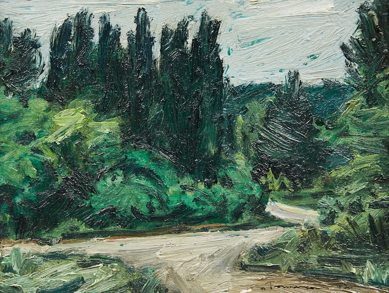 Jacques Godefroy de Tonnancour, Sans titre (Paysage), oil on board