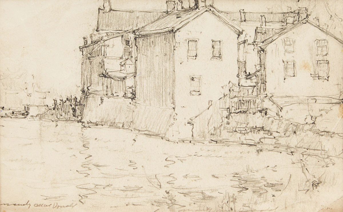 Manly Edward MacDonald, Meyer’s Mill, graphite drawing
