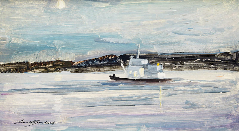The Eckaloo Going Upstream - Mackenzie River (Near Fort Simpson) N.W.T by George Lorne Holland Bouchard