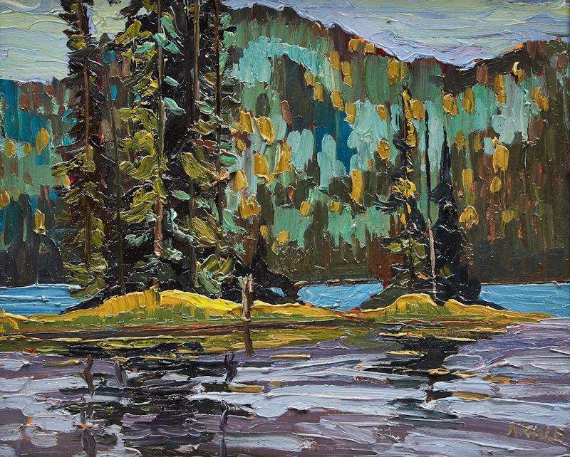 Lawrence Nickle, Island, Opeongo Lake, Algonquin Park, oil on board