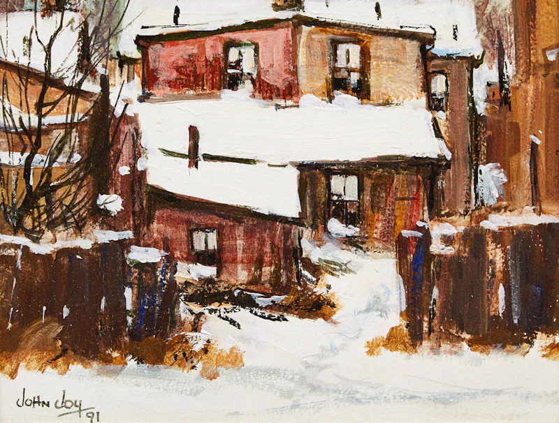 John Joy, Leslie St.; Gull River, two oils on board