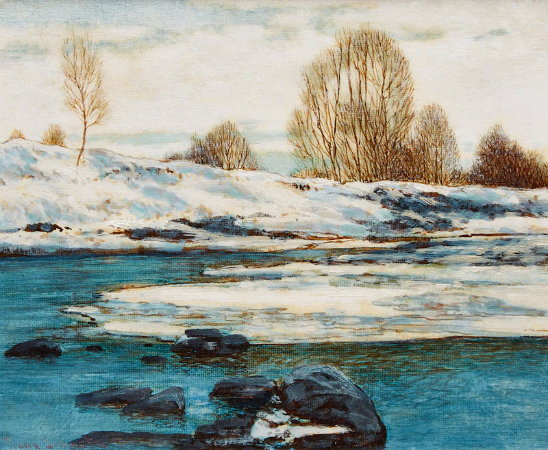 Frank Hans Johnston, Spring’s Advance, oil on board