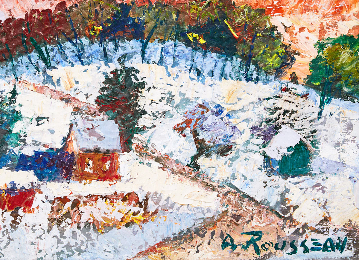 Albert Rousseau, Untitled Winter Landscape, oil on canvas