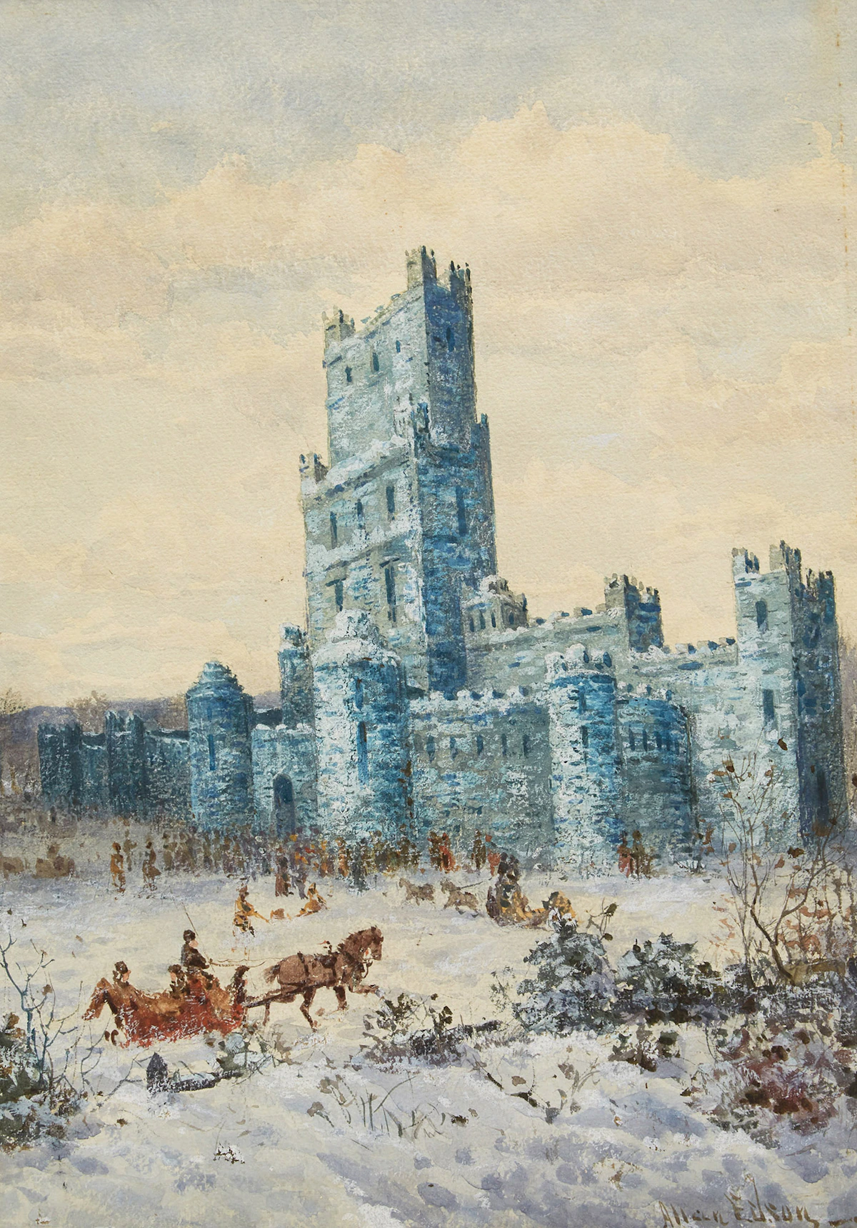 Aaron Allan Edson, The Ice Palace, Montreal, 1885, watercolour