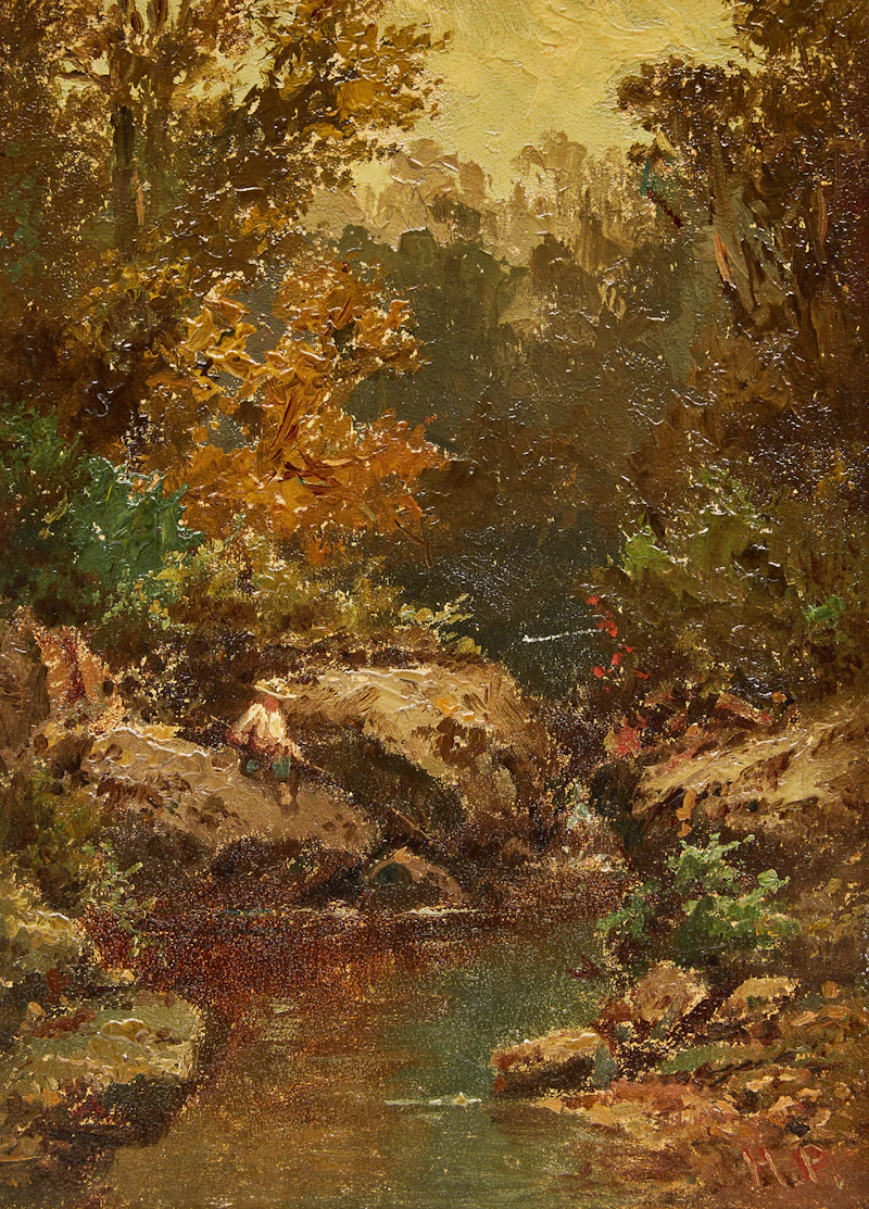 Henri Perré, Fishing Spot, oil on board