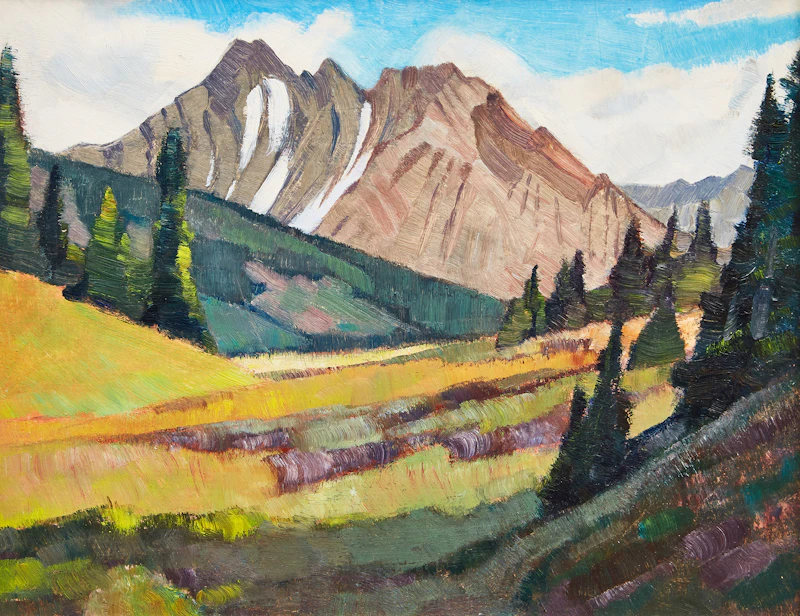 William Beverley Herbert, Rockies, oil on board