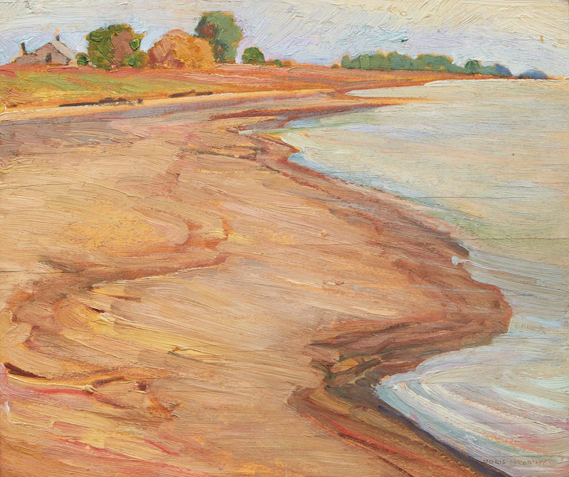 Doris Jean McCarthy, Shore at Lake Erie, Near Point Pelee, oil on panel