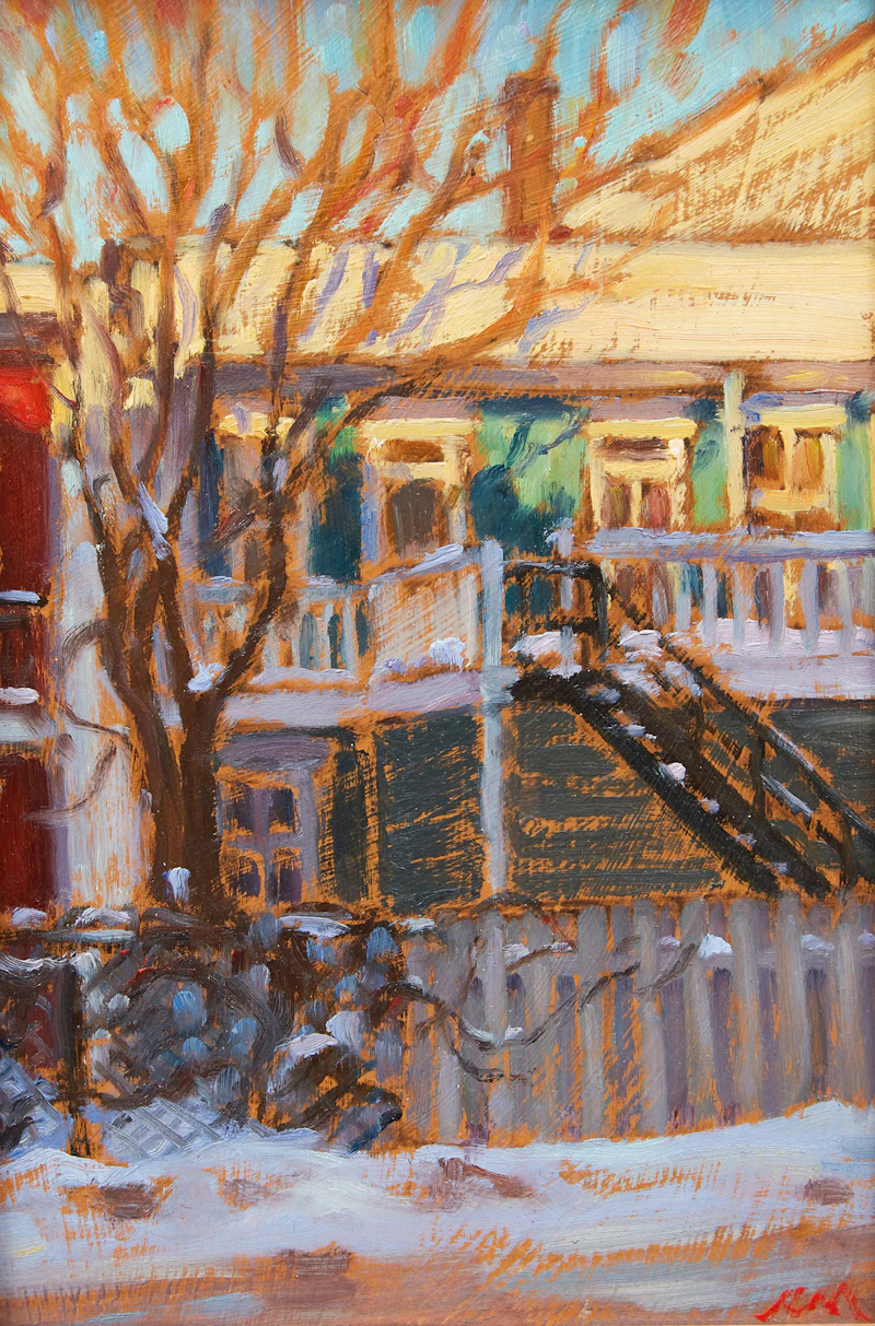 Richard Montpetit, Lumière dorée , oil on board